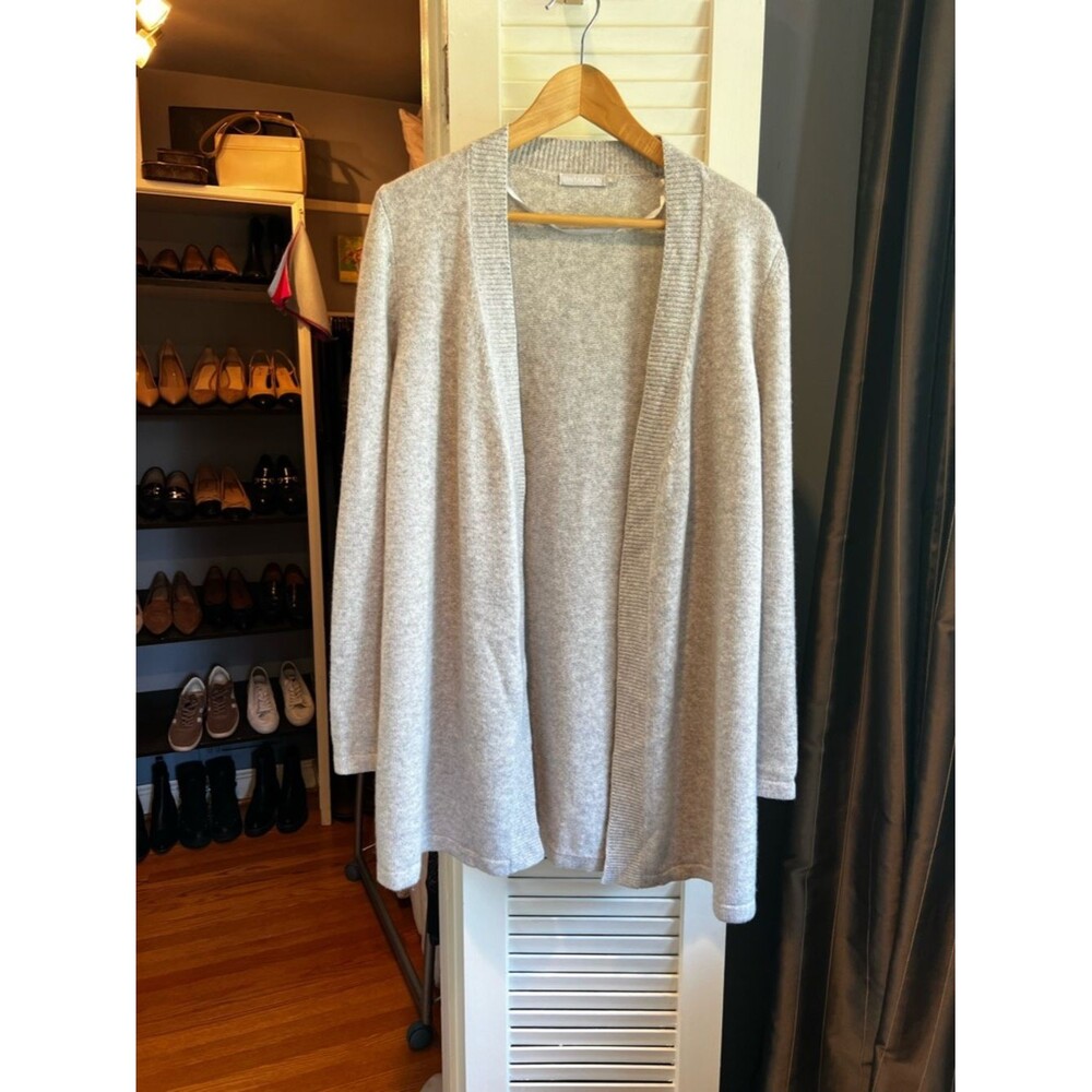 J. McLaughlin 100% Cashmere Sherrin Light Gray Sweater Cardigan